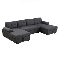 Allan Modular Sleeper Sectional Sofa with Pull-Out Bed – Convertible Couch with Dual Storage Chaises, High-Resiliency Foam