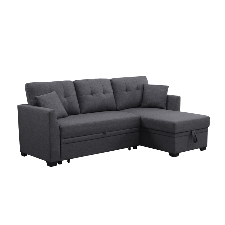 Tatum Convertible Sleeper Sectional Sofa with Storage Chaise – Full-Size Pull-Out Bed, Reversible Layout & High-Resiliency Foam