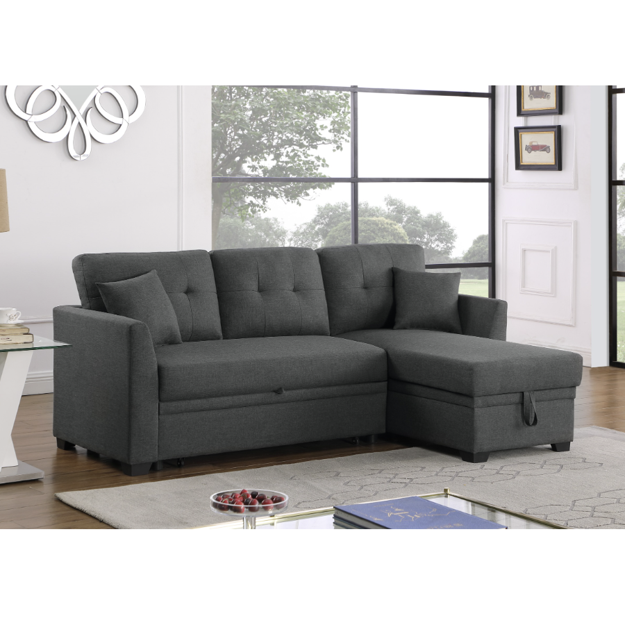 Tatum Convertible Sleeper Sectional Sofa with Storage Chaise – Full-Size Pull-Out Bed, Reversible Layout & High-Resiliency Foam