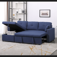 Elise Convertible Sectional Sofa Bed with Storage Chaise – Pull-Out Sleeper Couch with Cupholder, Decorative Rivets & Plush Cushions