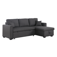 Dishaan Convertible Sectional Sofa Bed with Reversible Storage Chaise – Full-Size Pull-Out Sleeper Couch with High-Density Foam Cushions