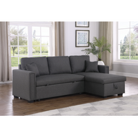 Dishaan Convertible Sectional Sofa Bed with Reversible Storage Chaise – Full-Size Pull-Out Sleeper Couch with High-Density Foam Cushions