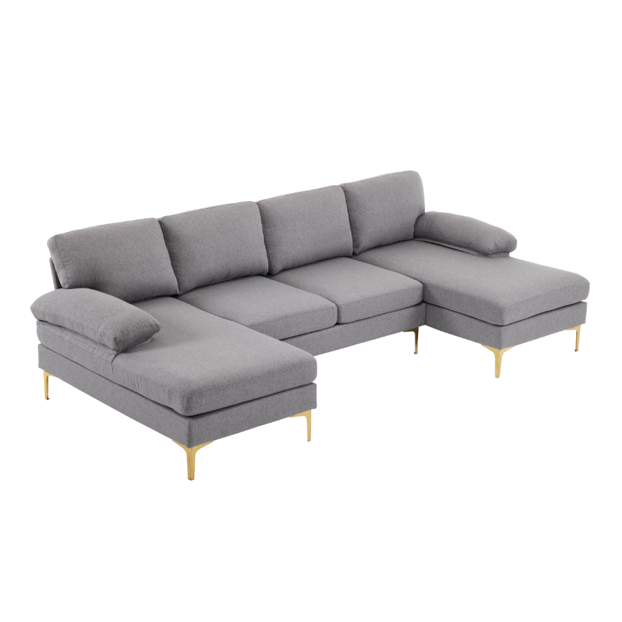 Shinelle Modular Velvet Sectional Sofa with Extra-Wide Chaise – U-Shaped Couch with Memory Foam Cushions & Removable Pillows