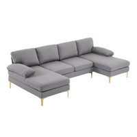 Shinelle Modular Velvet Sectional Sofa with Extra-Wide Chaise – U-Shaped Couch with Memory Foam Cushions & Removable Pillows