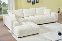 Canam Oversized Chenille L-Shaped Sectional Sofa with Deep Chaise – Plush Upholstery & Extra-Wide Seating for Modern Living Rooms