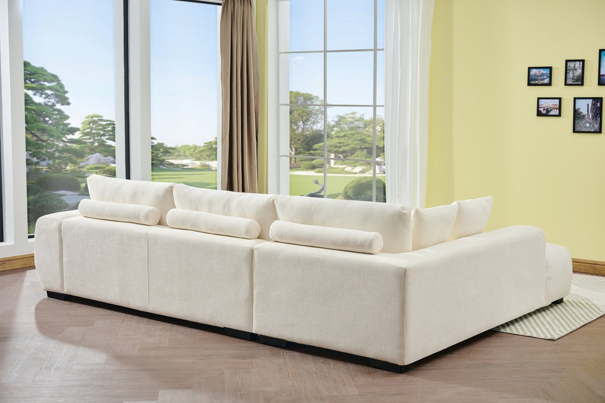 Canam Oversized Chenille L-Shaped Sectional Sofa with Deep Chaise – Plush Upholstery & Extra-Wide Seating for Modern Living Rooms