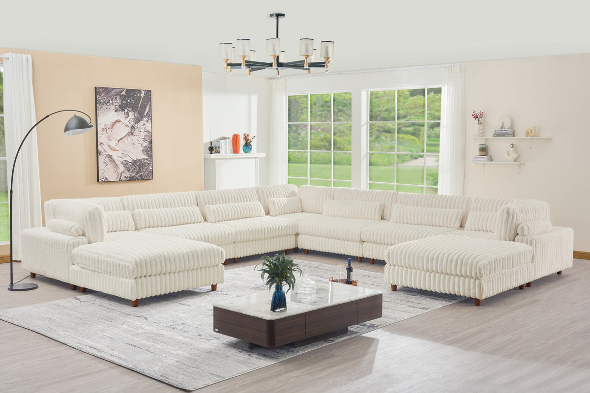 Sally Modern Modular Corduroy Sectional Sofa Set with 2 Ottomans – L‑Shape Convertible Couch, Deep Foam Cushions & Removable Covers