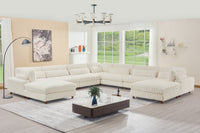 Sally Modern Modular Corduroy Sectional Sofa Set with 2 Ottomans – L‑Shape Convertible Couch, Deep Foam Cushions & Removable Covers