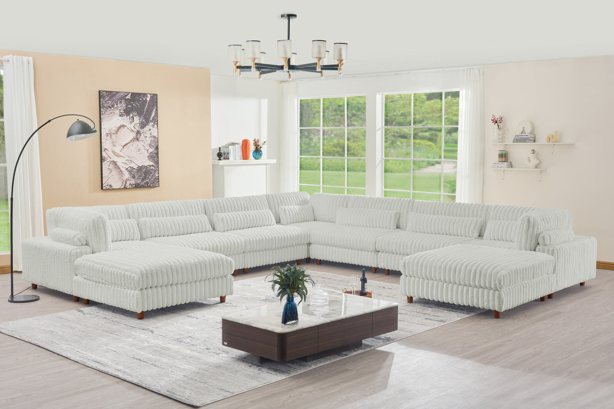 Sally Modern Modular Corduroy Sectional Sofa Set with 2 Ottomans – L‑Shape Convertible Couch, Deep Foam Cushions & Removable Covers
