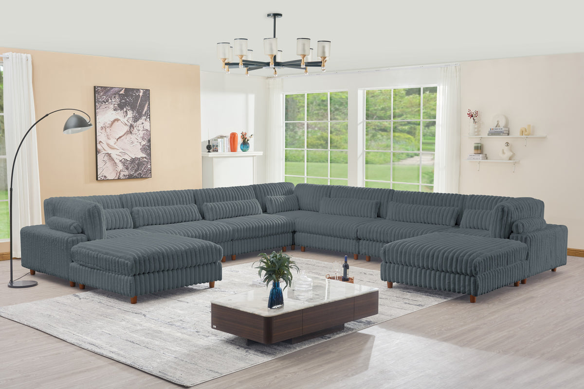 Sally Modern Modular Corduroy Sectional Sofa Set with 2 Ottomans – L‑Shape Convertible Couch, Deep Foam Cushions & Removable Covers