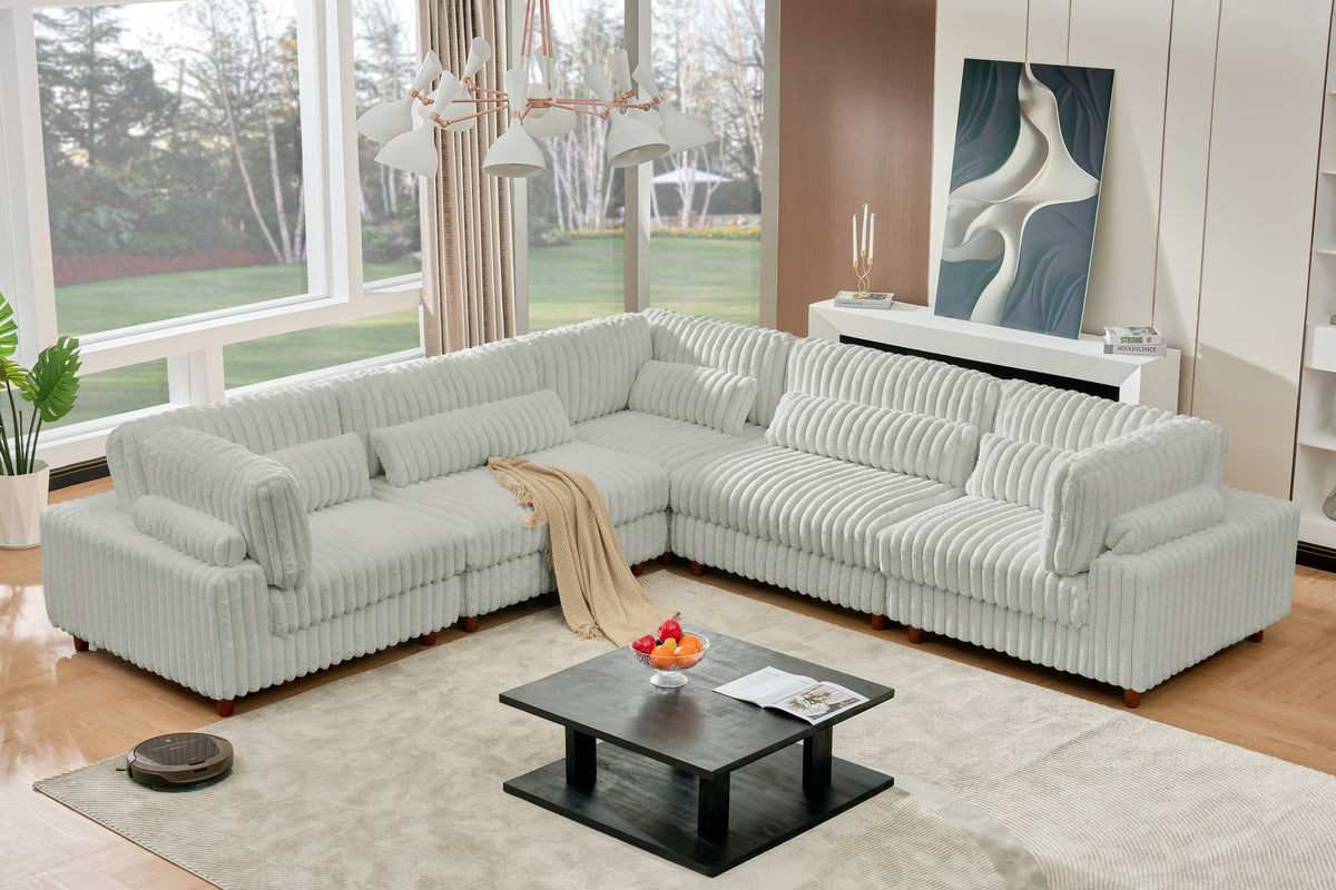 Sally Modern Corduroy Fabric Sectional – Plush Modular Design, Deep Cushions & Easy-Clean Covers