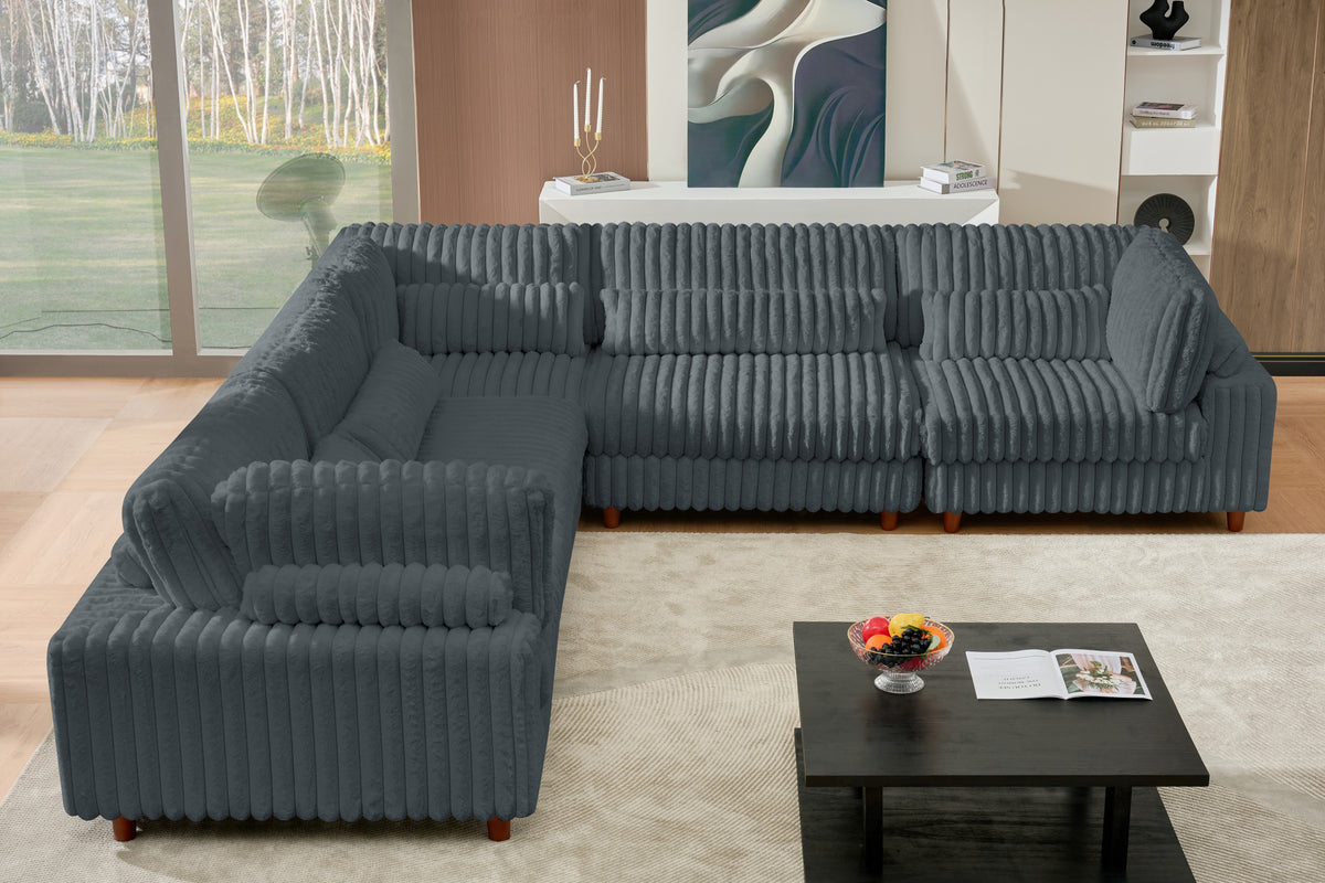 Sally Modern Corduroy Fabric Sectional – Plush Modular Design, Deep Cushions & Easy-Clean Covers