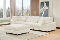 Sally Modular Corduroy Sectional Sofa with Ottoman – Plush L-Shaped Couch with Removable Covers & Flexible Seating Configuration