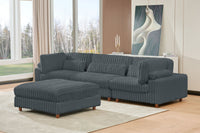 Sally Modular Corduroy Sectional Sofa with Ottoman – Plush L-Shaped Couch with Removable Covers & Flexible Seating Configuration