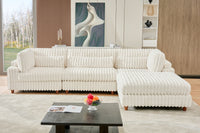 Sally Modular Corduroy Sectional Sofa with Ottoman – Plush L-Shaped Couch with Removable Covers & Flexible Seating Configuration