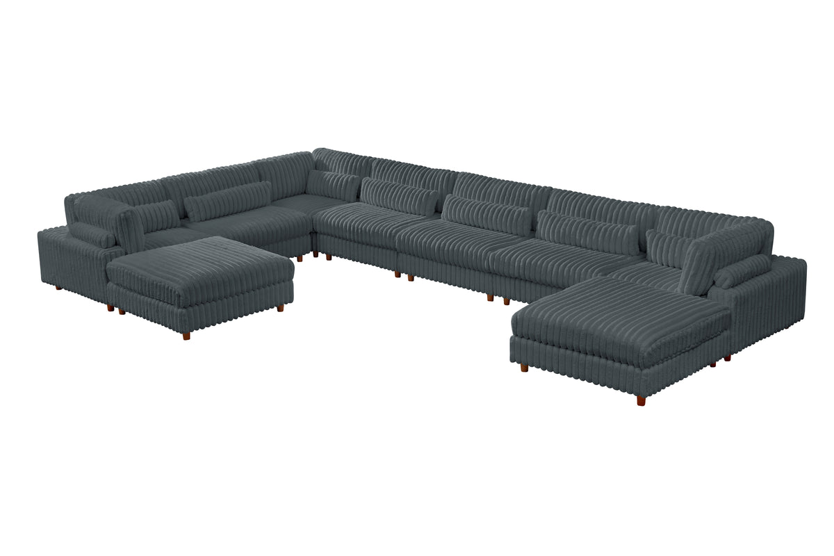 Sally Modern Modular Corduroy Sectional Sofa Set with 2 Ottomans – L‑Shape Convertible Couch, Deep Foam Cushions & Removable Covers