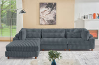 Sally Modular Corduroy Sectional Sofa with Ottoman – Plush L-Shaped Couch with Removable Covers & Flexible Seating Configuration