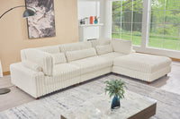 Sally Modular Corduroy Sectional Sofa with Ottoman – Plush L-Shaped Couch with Removable Covers & Flexible Seating Configuration