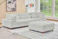 Sally Modular Corduroy Sectional Sofa with Ottoman – Plush L-Shaped Couch with Removable Covers & Flexible Seating Configuration