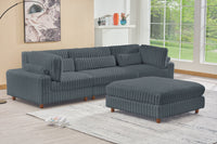 Sally Modular Corduroy Sectional Sofa with Ottoman – Plush L-Shaped Couch with Removable Covers & Flexible Seating Configuration
