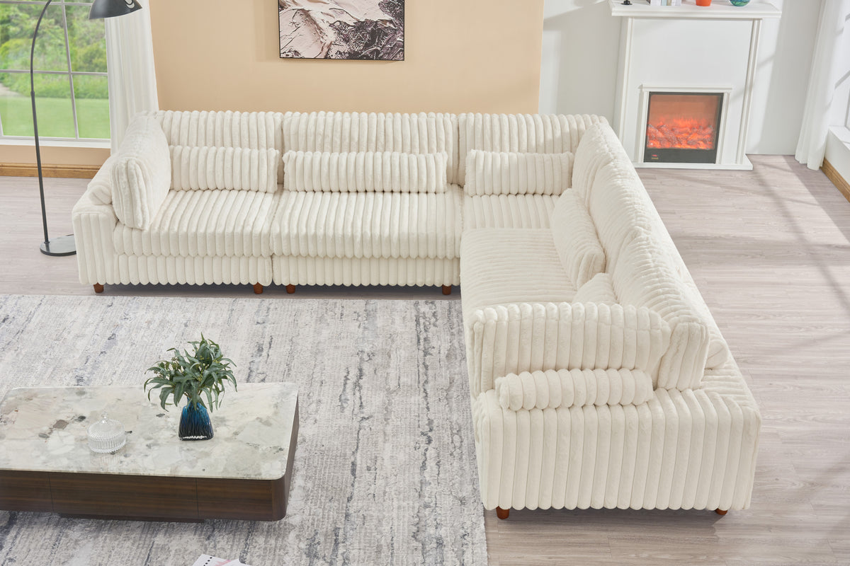 Sally Modern Corduroy Fabric Sectional – Plush Modular Design, Deep Cushions & Easy-Clean Covers