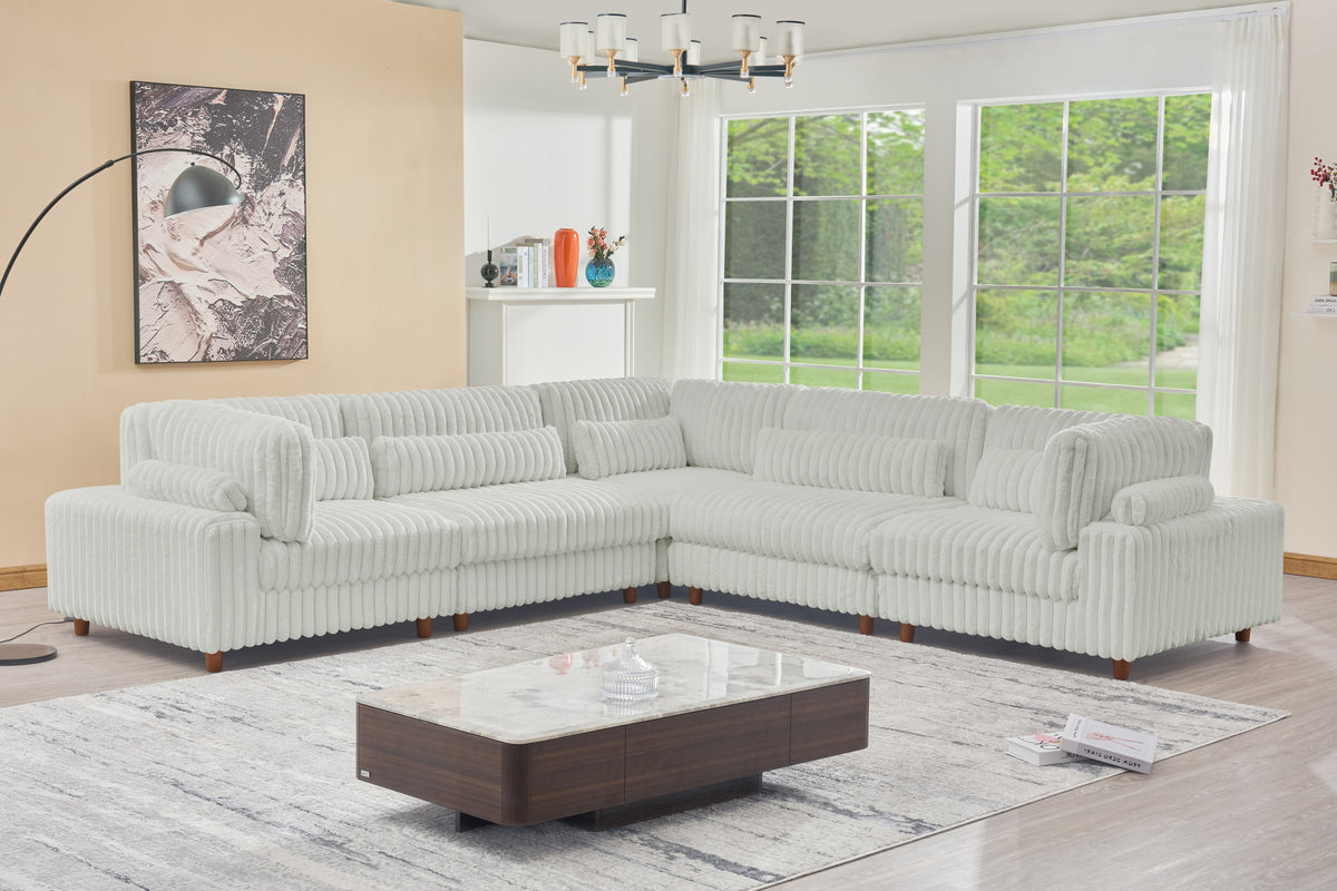 Sally Modern Corduroy Fabric Sectional – Plush Modular Design, Deep Cushions & Easy-Clean Covers