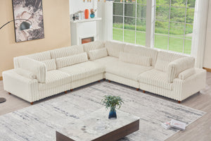 Sally Modern Corduroy Fabric Sectional – Plush Modular Design, Deep Cushions & Easy-Clean Covers