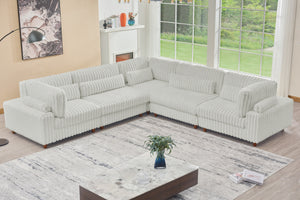 Sally Modern Corduroy Fabric Sectional – Plush Modular Design, Deep Cushions & Easy-Clean Covers