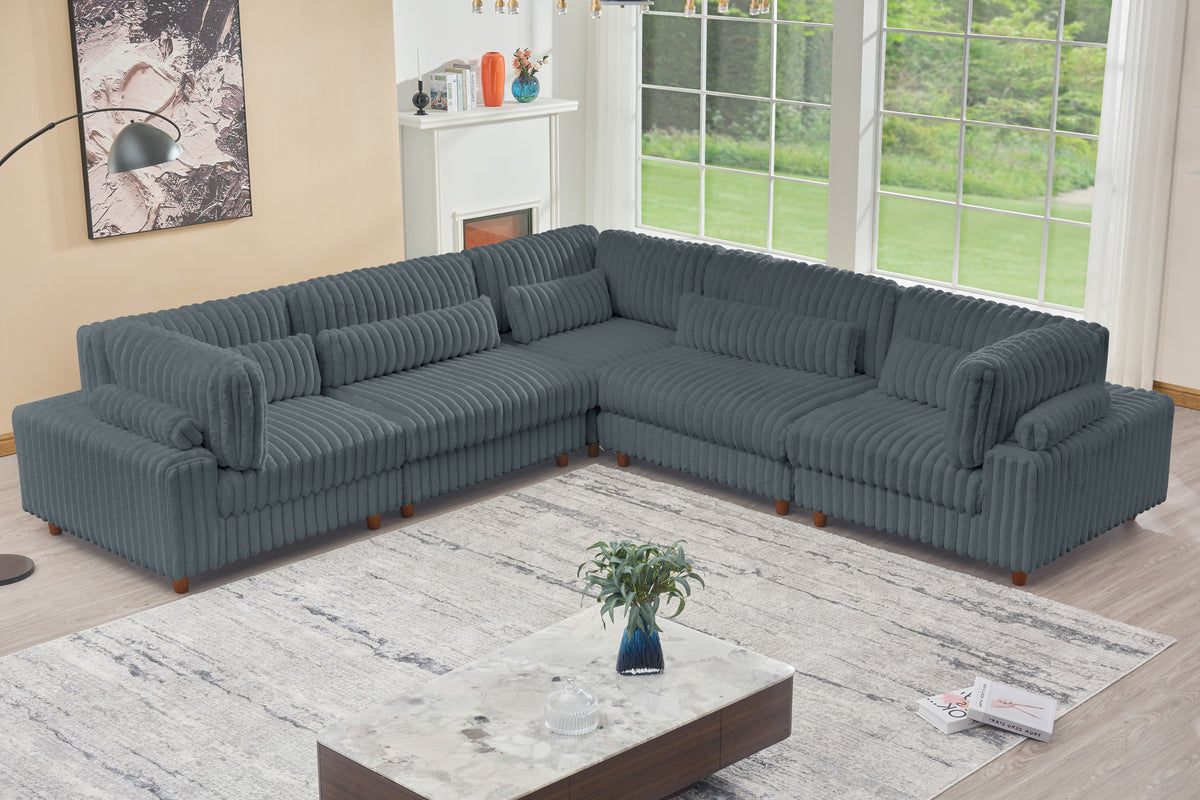 Sally Modern Corduroy Fabric Sectional – Plush Modular Design, Deep Cushions & Easy-Clean Covers