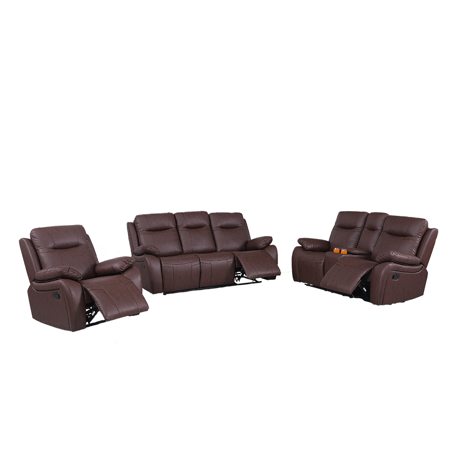 Bhevin Manual Recliner Sofa with Cup Holders – Modern Upholstered Seating with Plush Comfort & Durable Frame for Living Rooms
