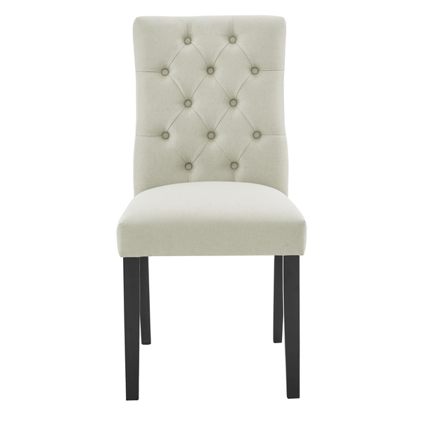 Modern Linen Dining Chairs with Padded Backrest – Upholstered Kitchen & Dining Room Chairs with Wood Legs