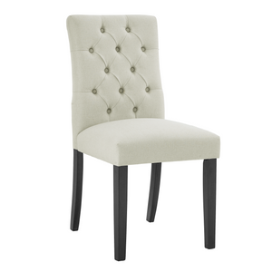 Modern Linen Dining Chairs with Padded Backrest – Upholstered Kitchen & Dining Room Chairs with Wood Legs