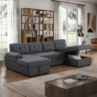 Allan Modular Sleeper Sectional Sofa with Pull-Out Bed – Convertible Couch with Dual Storage Chaises, High-Resiliency Foam