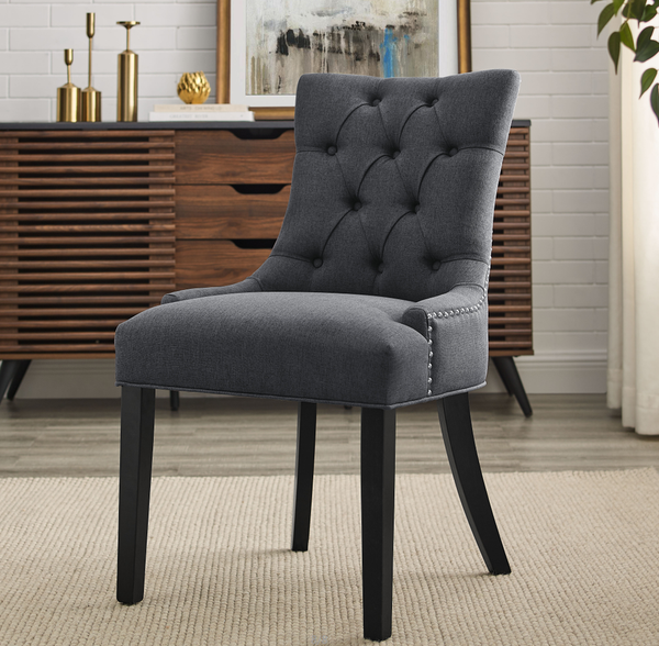 Set of 2 Upholstered Linen Dining Chairs – Padded Seat with Wood Legs for Dining Room, Living Room, or Kitchen