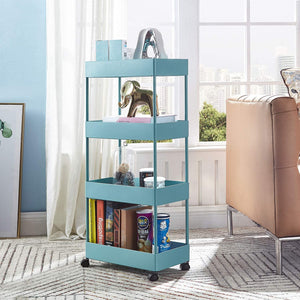 4 Tier Slim Shelves Storage Organizer Rolling Cart
