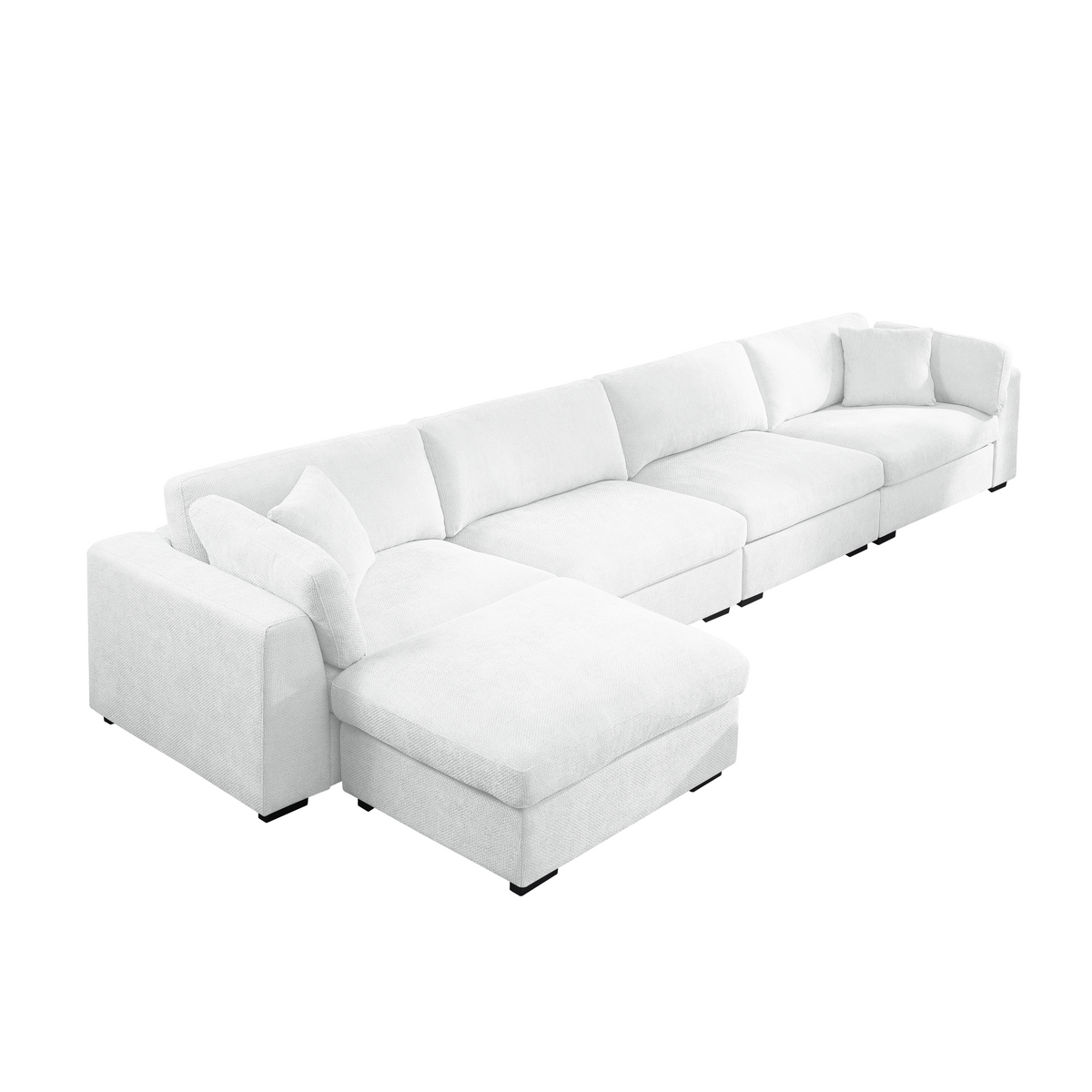 Luis Upholstered Wide Modular 4-Seat with Ottoman