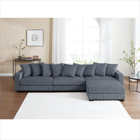 Jane Polyester Upholstered Sectional Sofa With Ottoman