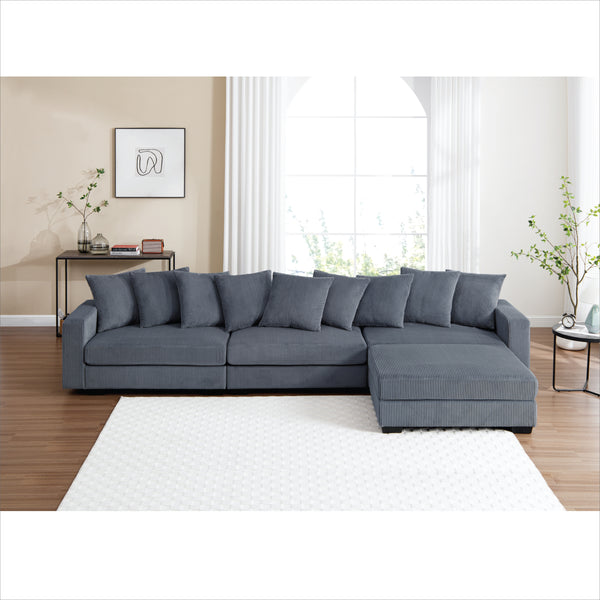 Jane Polyester Upholstered Sectional Sofa With Ottoman