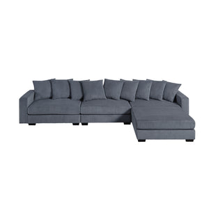 Jane Polyester Upholstered Sectional Sofa With Ottoman