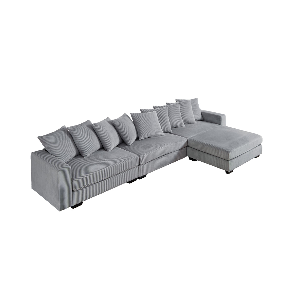 Jane Polyester Upholstered Sectional Sofa With Ottoman