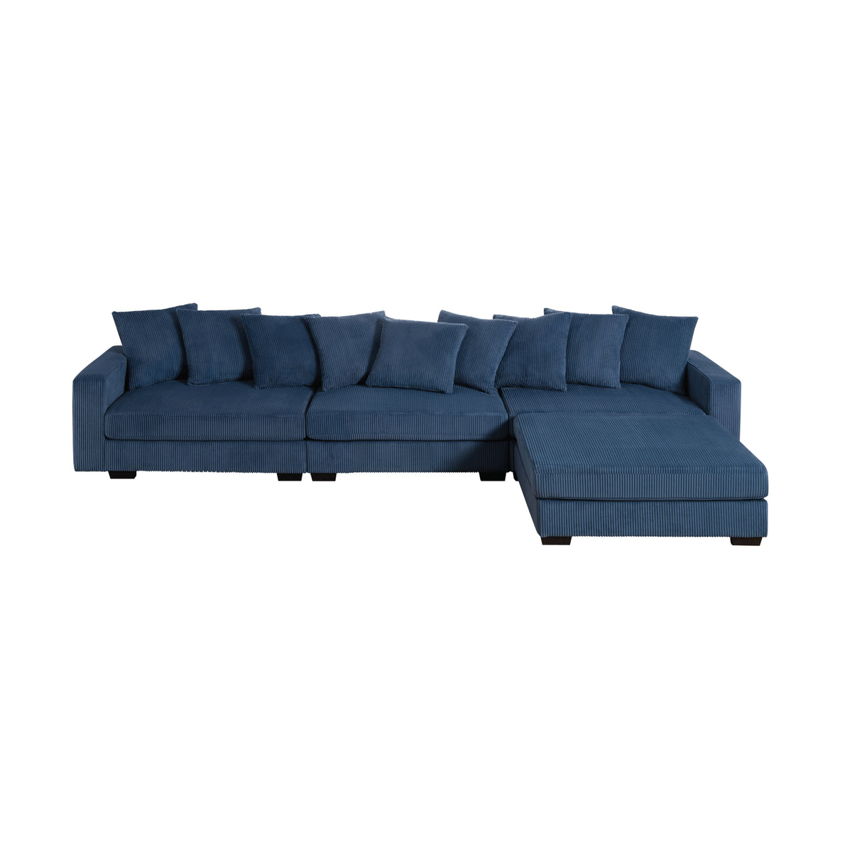 Jane Polyester Upholstered Sectional Sofa With Ottoman