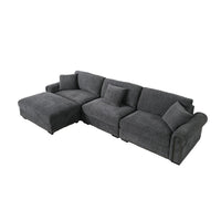 Oliver Modern Style Upholstered Wide Modular 3-Seat with Ottoman