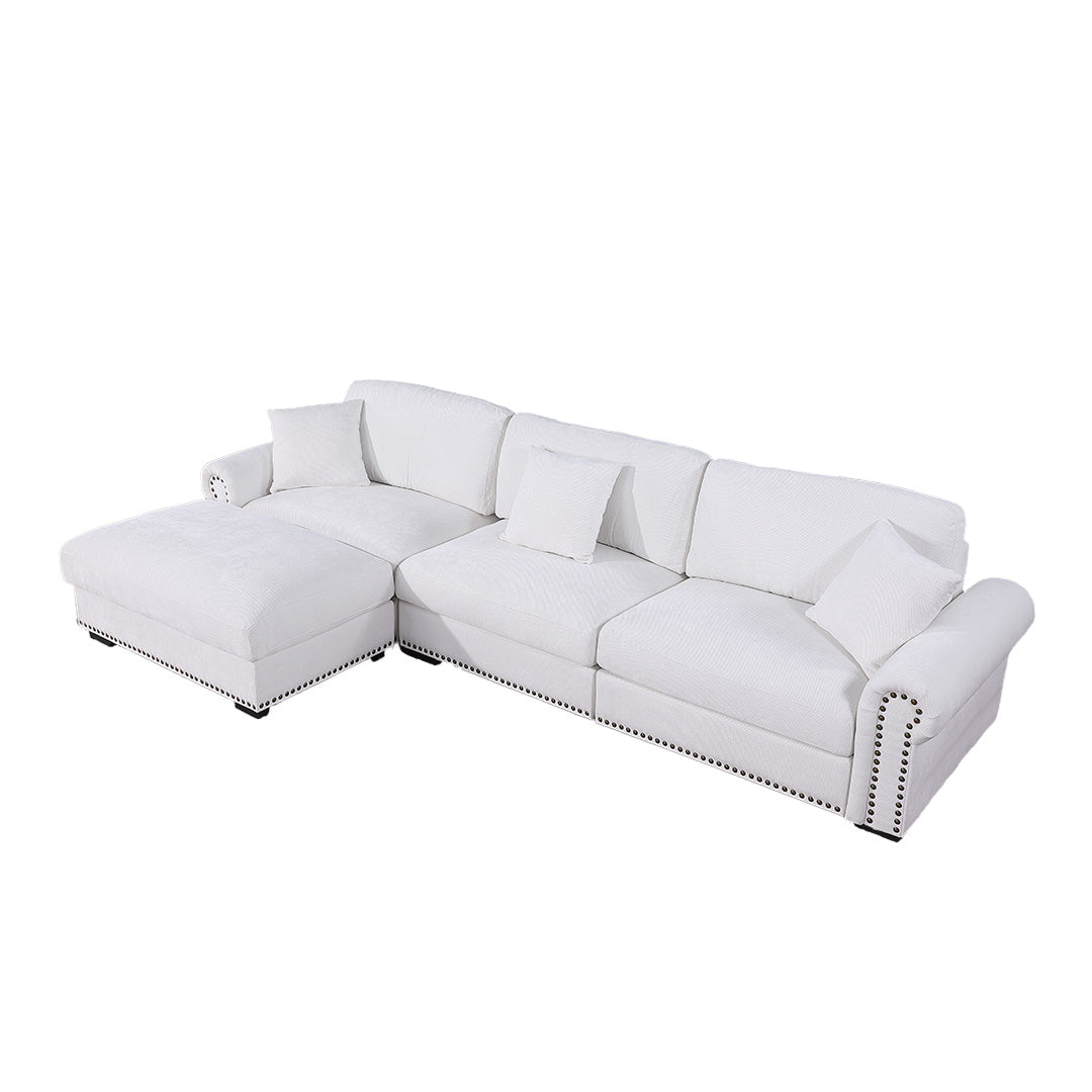 Oliver Modern Style Upholstered Wide Modular 3-Seat with Ottoman