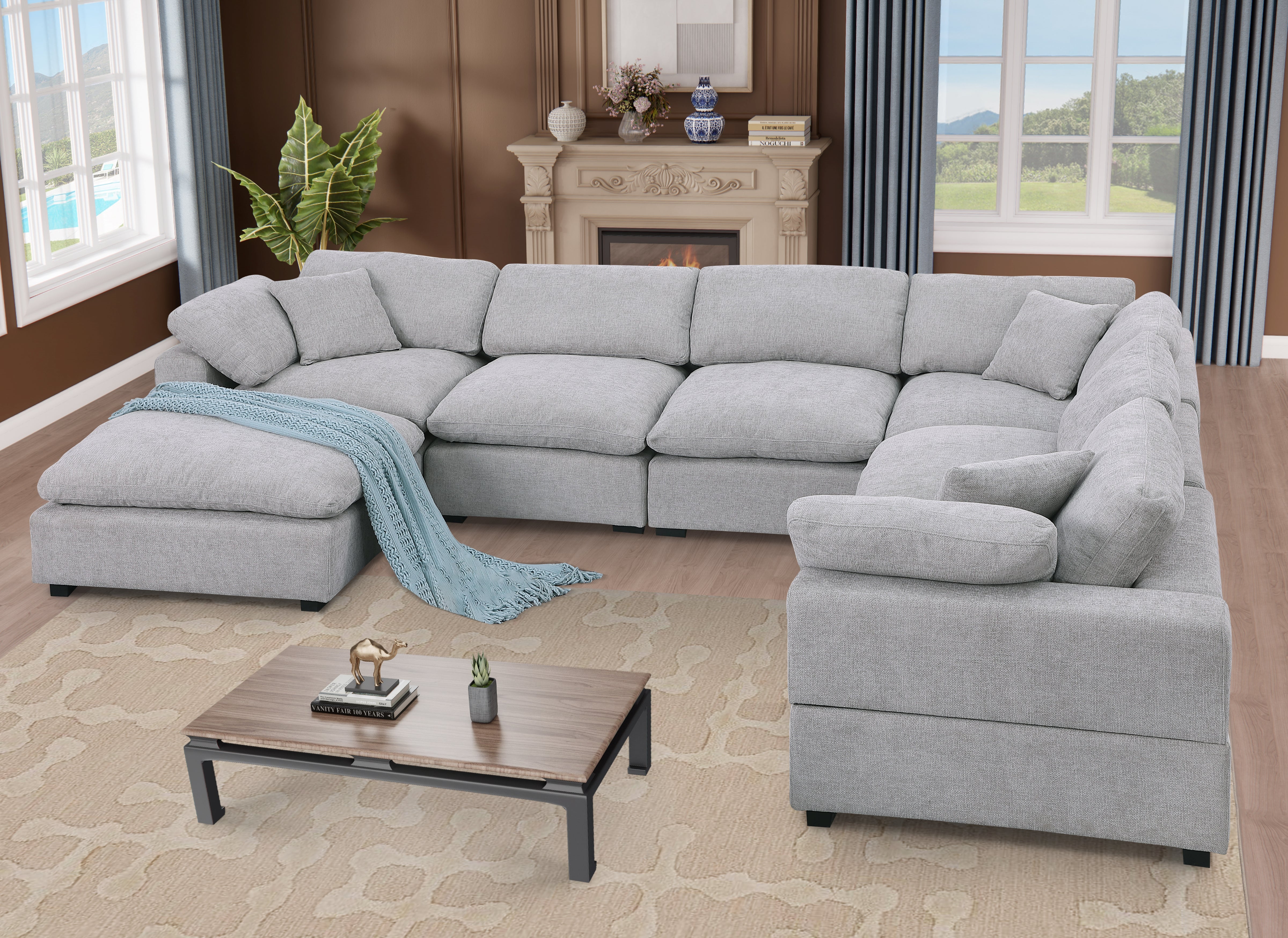 Cassie Oversized 7-Piece Modular Sectional Sofa with Extra-Large