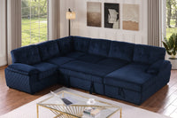 Shin Modern Corduroy Sleeper Sofa Bed With Storage Chaise