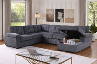 Shin Modern Corduroy Sleeper Sofa Bed With Storage Chaise