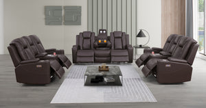 Bonnie Faux Leather Two Seater Home Theater Electric Recliner With Cup Holder & Speaker & USB Charger