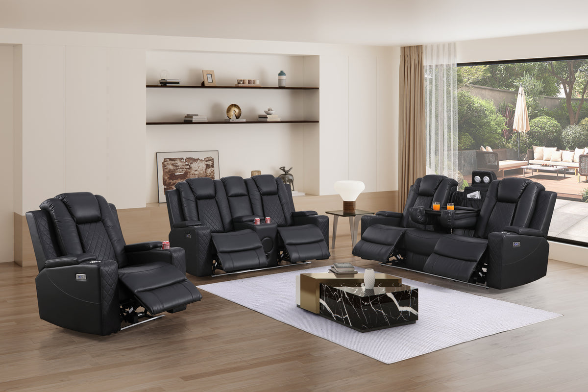 Bonnie Faux Leather Two Seater Home Theater Electric Recliner With Cup Holder & Speaker & USB Charger