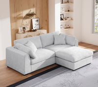 Luis Upholstered Wide Modular Loveseat with Ottoman