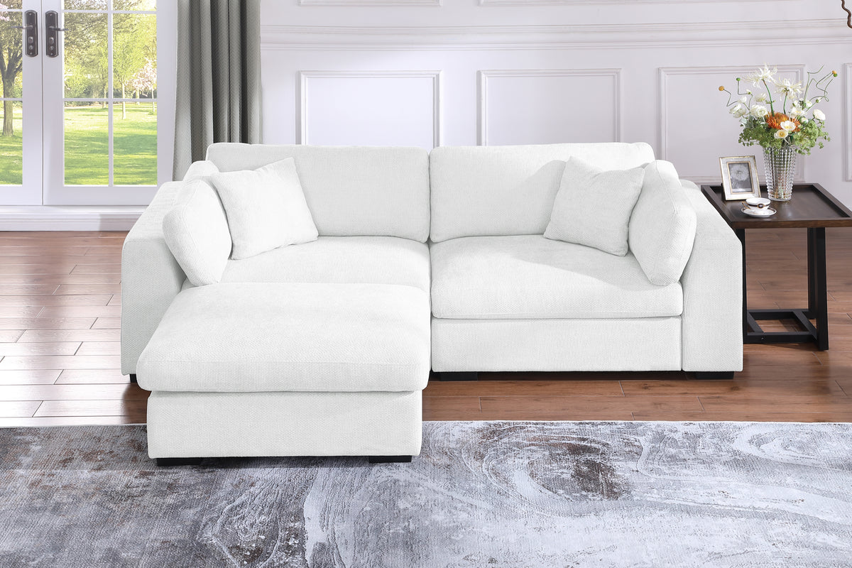 Luis Upholstered Wide Modular Loveseat with Ottoman